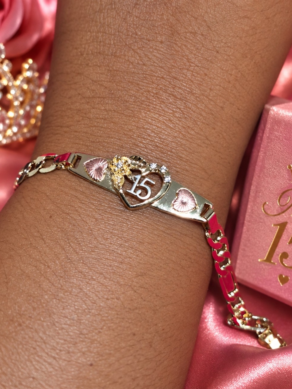 Gold Quinceañera 15 Bracelet – Sweet 15 Birthday Jewelry